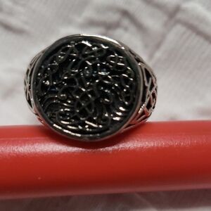 Intricate Black and Silver Men's Ring